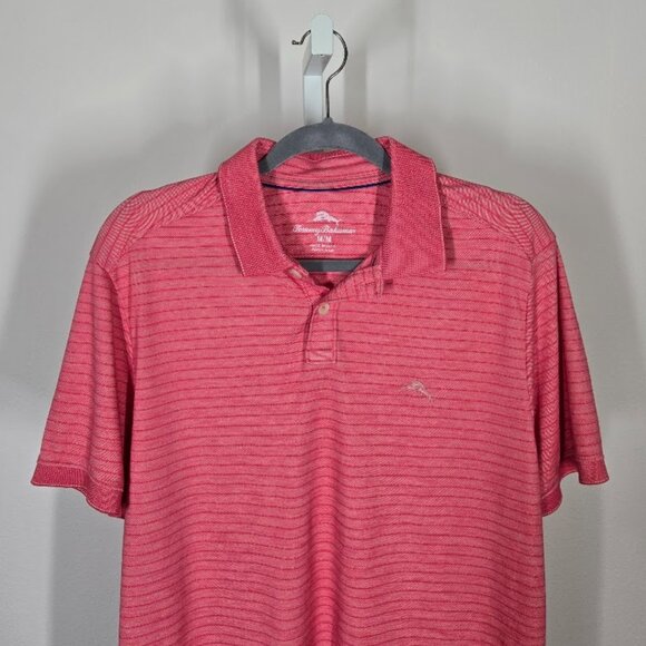 TOMMY BAHAMA gulf coast striped polo shirt red Sz M - Picture 2 of 7